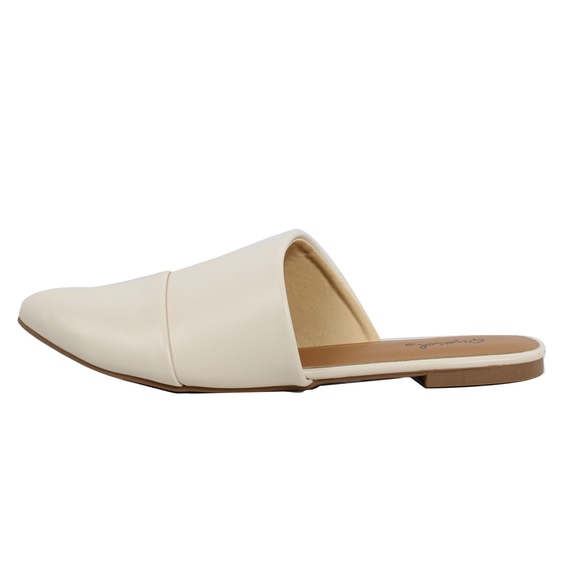 Off White faux leather pointy toe slip on mules - Picture 5 of 7